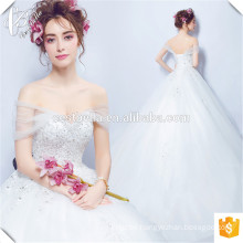 Romantische Spitze Applique Ballkleid Brautkleid bodenlangen ärmellosen Tüll Kleid für Hochzeitsfest 2016